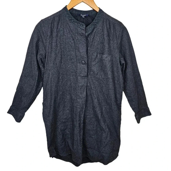 Madewell Dresses & Skirts - Madewell Madewell Charcoal Gray Wool Cotton Flannel‎ Latitude Shirtdress E0910